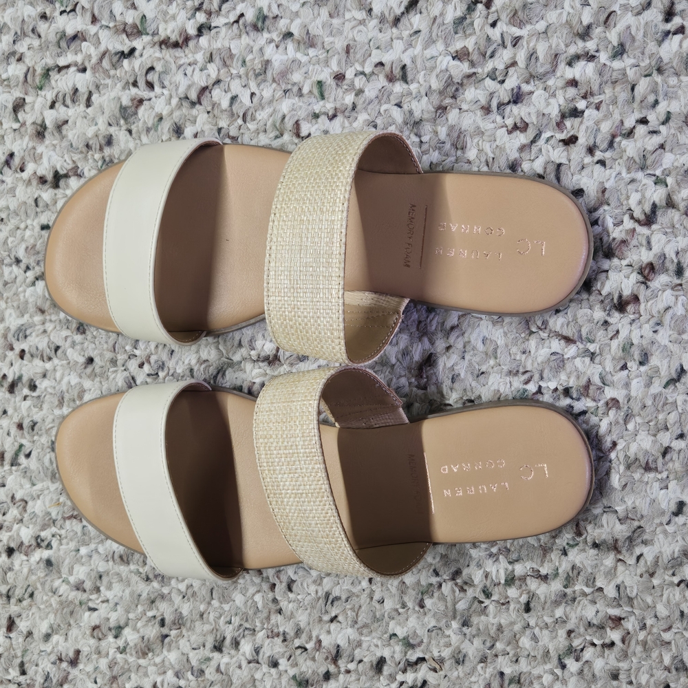 LC Lauren Conrad Cream Double-Strap Sandals
